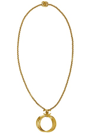 Chanel 1996 CC Turnlock Swing Necklace in Metallic Gold