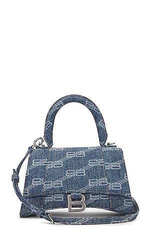 Balenciaga Small Hourglass Top Handle Bag in Denim-Medium