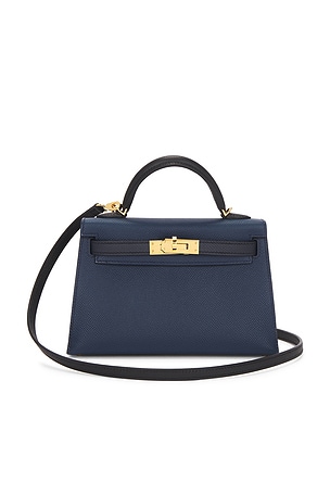 Hermes Veau Epsom Kelly 20 Handbag in Blue