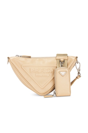 Prada Triangle Shoulder Bag in Tan