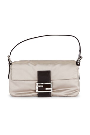 Fendi Satin Baguette Shoulder Bag in Ivory