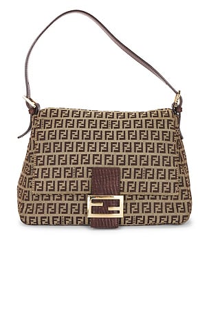 Fendi Zucchino Baguette Shoulder Bag in Beige