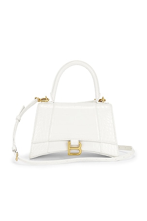 Balenciaga Small Hourglass Top Handle Bag in White