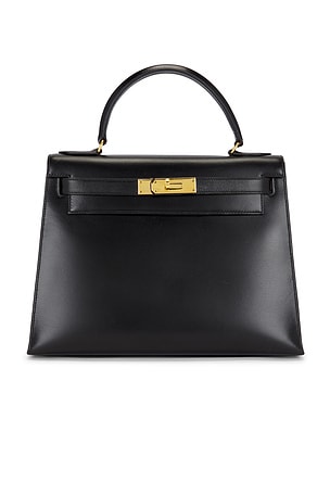 Hermes 1984 Box Kelly 28 Handbag in Black