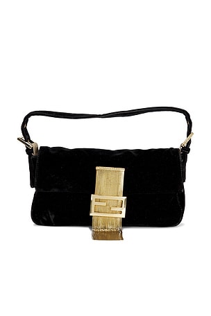 Fendi Velvet Baguette Shoulder Bag in Navy