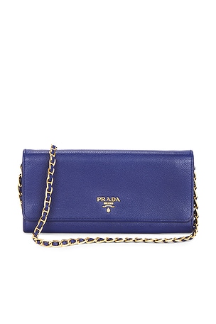 Prada Vitello Wallet On Chain in Blue