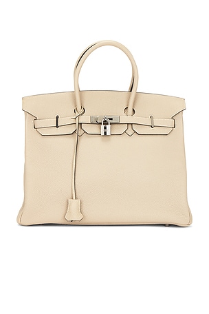 Hermes Taurillon Clemence Birkin 35 Handbag in Beige