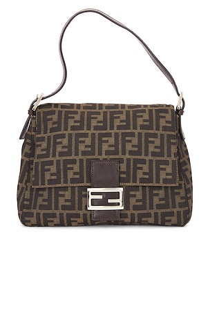 Fendi Zucca Mama Forever Baguette Shoulder Bag in Brown