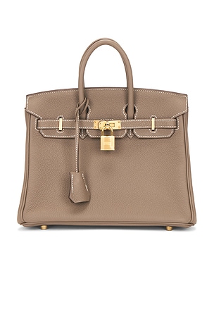Hermes Taurillon Clemence Birkin 25 Handbag in Brown