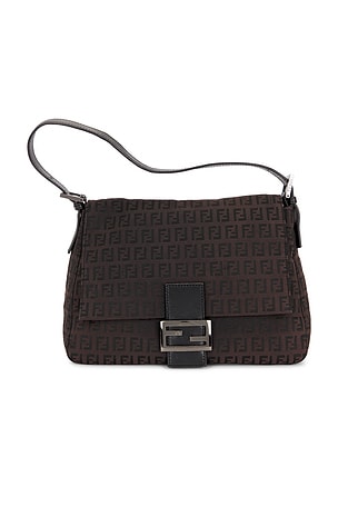 Fendi Zucchino Mama Baguette Shoulder Bag in Brown