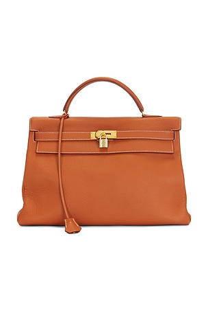 Hermes Taurillon Clemence Kelly 40 Handbag in Brown