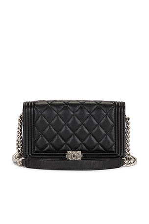 Chanel Caviar Boy Wallet On Chain in Black