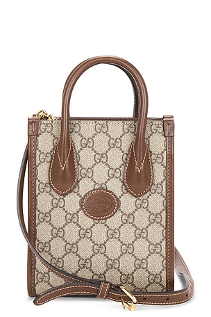 Gucci Retro Interlocking G Mini Tote Bag in Beige