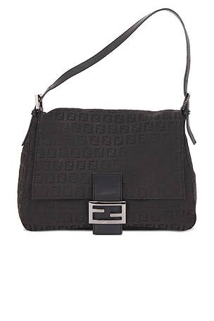 Fendi Zucchino Mama Baguette Shoulder Bag in Brown