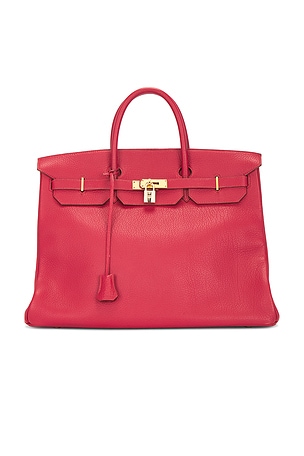 Hermes 1992 Fjord Birkin 40 Retourne Handbag in Red
