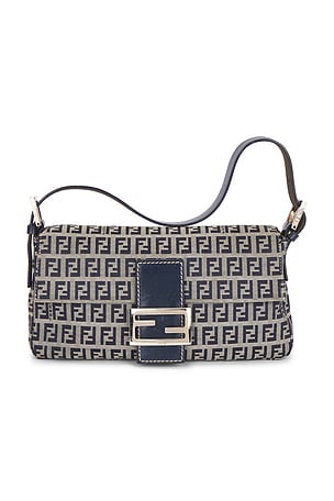 Fendi Zucchino Baguette Shoulder Bag in Blue