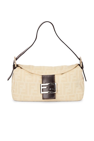 Fendi Zucca Baguette Shoulder Bag in White