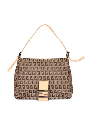 Fendi Zucchino Mama Baguette Shoulder Bag in Beige