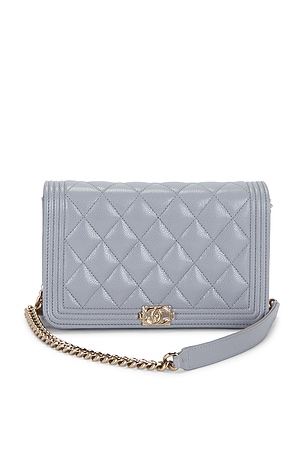 Chanel Calfskin Boy Wallet On Chain in Purple