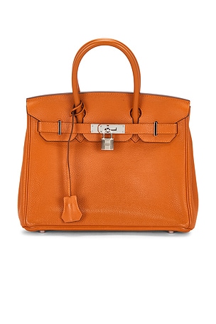 Hermes Taurillon Clemence Birkin 30 Handbag in Orange