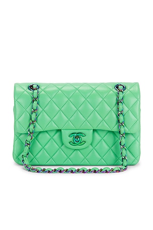 Chanel Lambskin Small Classic Double Flap Bag in Green