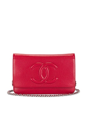 Chanel Calfskin Timeless Wallet On Chain in Red