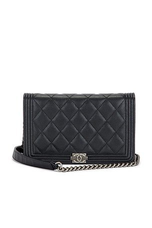 Chanel Caviar Boy Wallet On Chain in Black