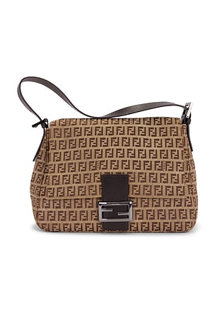 Fendi Zucchino Mama Baguette Shoulder Bag in Brown