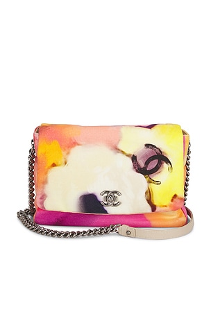 Chanel Printed Canvas Flower Power Messenger Flap Bag in Yellow,Pink