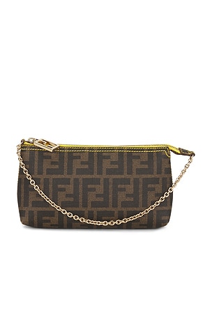 Fendi Zucca Pochette Shoulder Bag in Brown