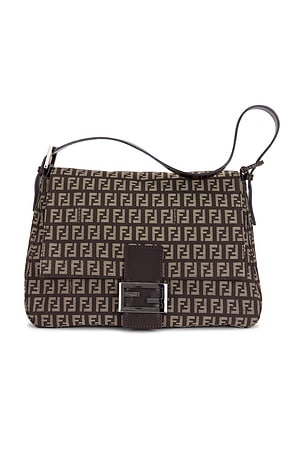 Fendi Zucchino Mama Baguette Shoulder Bag in Brown