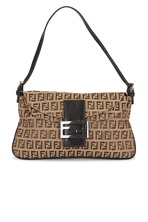 Fendi Zucchino Baguette Shoulder Bag in Brown