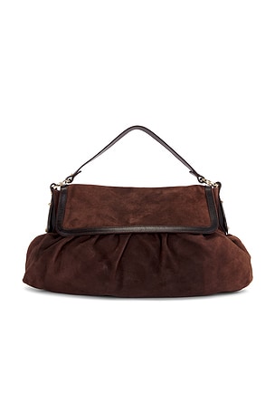 Fendi Suede Chef Shoulder Bag in Brown