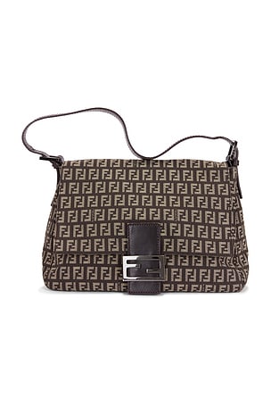 Fendi Zucchino Mama Baguette Shoulder Bag in Brown