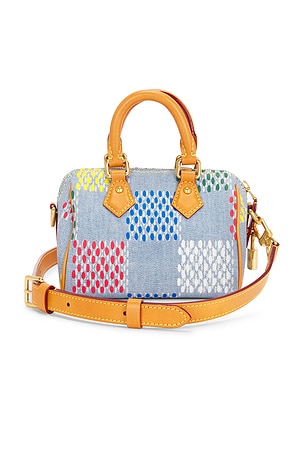 Louis Vuitton LV Vers Damier Denim Speedy Bandouliere 18 Handbag in Blue