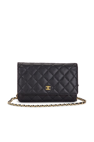 Chanel Caviar Classic Wallet On Chain in Black