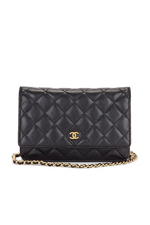 Chanel Caviar Classic Wallet On Chain in Black