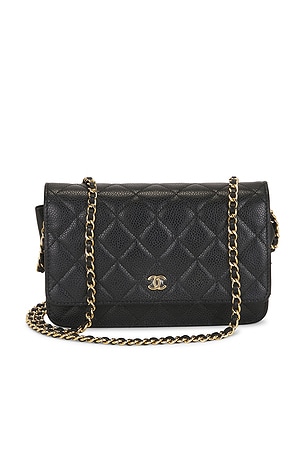Chanel Caviar Classic Wallet On Chain in Black