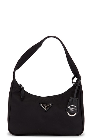 Prada Mini Re-Edition 2000 Re-Nylon Shoulder Bag in Black