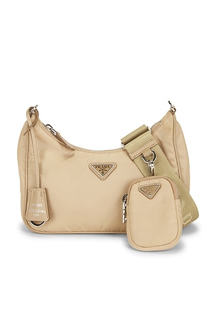 Prada Re-Edition 2005 Re-Nylon Shoulder Bag in Beige