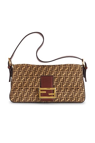 Fendi Zucchino Baguette Shoulder Bag in Brown