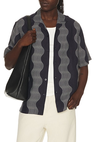 Frescobol Carioca Roberto Linen Shirt in Blue