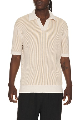 Frescobol Carioca Rino Cotton Blend Polo in Nude