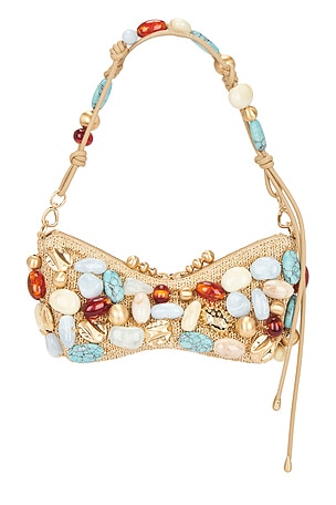 Cult Gaia Mercier Clutch in Tan,Blue