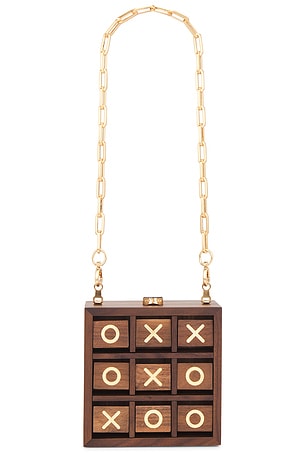 Cult Gaia Tic Tac Toe Clutch in Brown