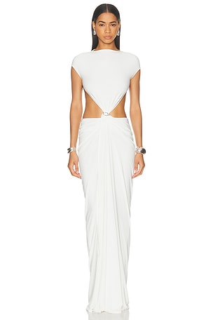 Grace Ling Relic Charms Belt Cinched Maxi Dress in White