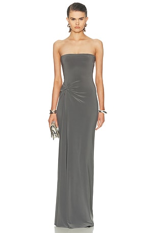 Grace Ling Relic Charms Strapless Maxi Dress in Grey