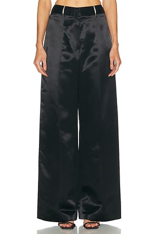 Grace Ling Pleated Claw Wide Leg Trouser in Black
