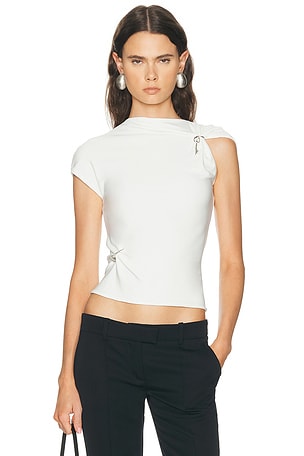 Grace Ling Relic Charms Mock Neck Top in White