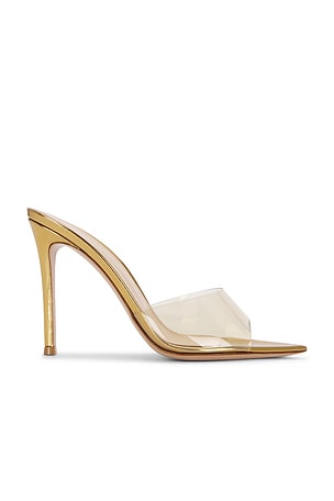 Gianvito Rossi Plexi Mule Sandal in Metallic Gold